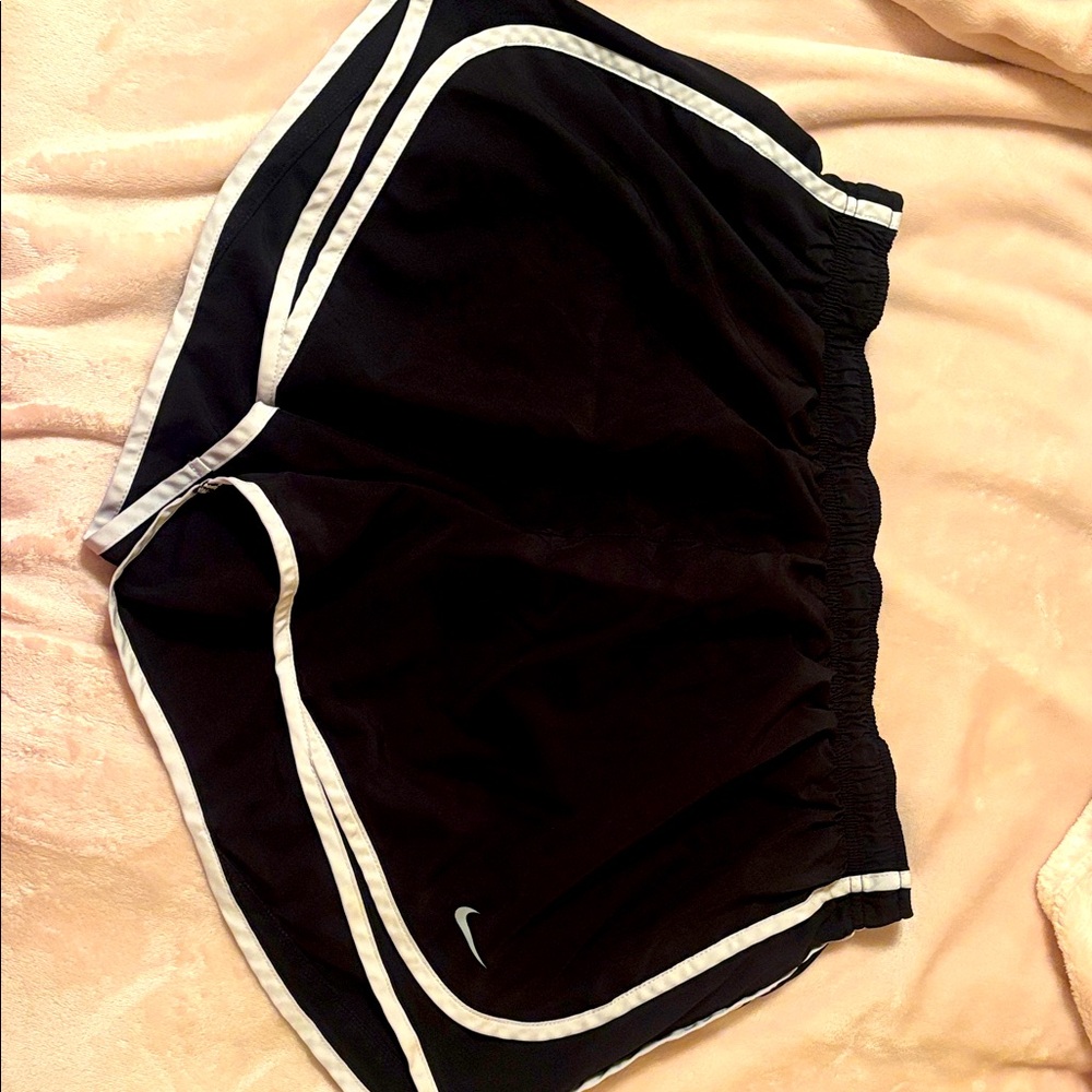 Nike Women's Black and White Athletic Shorts